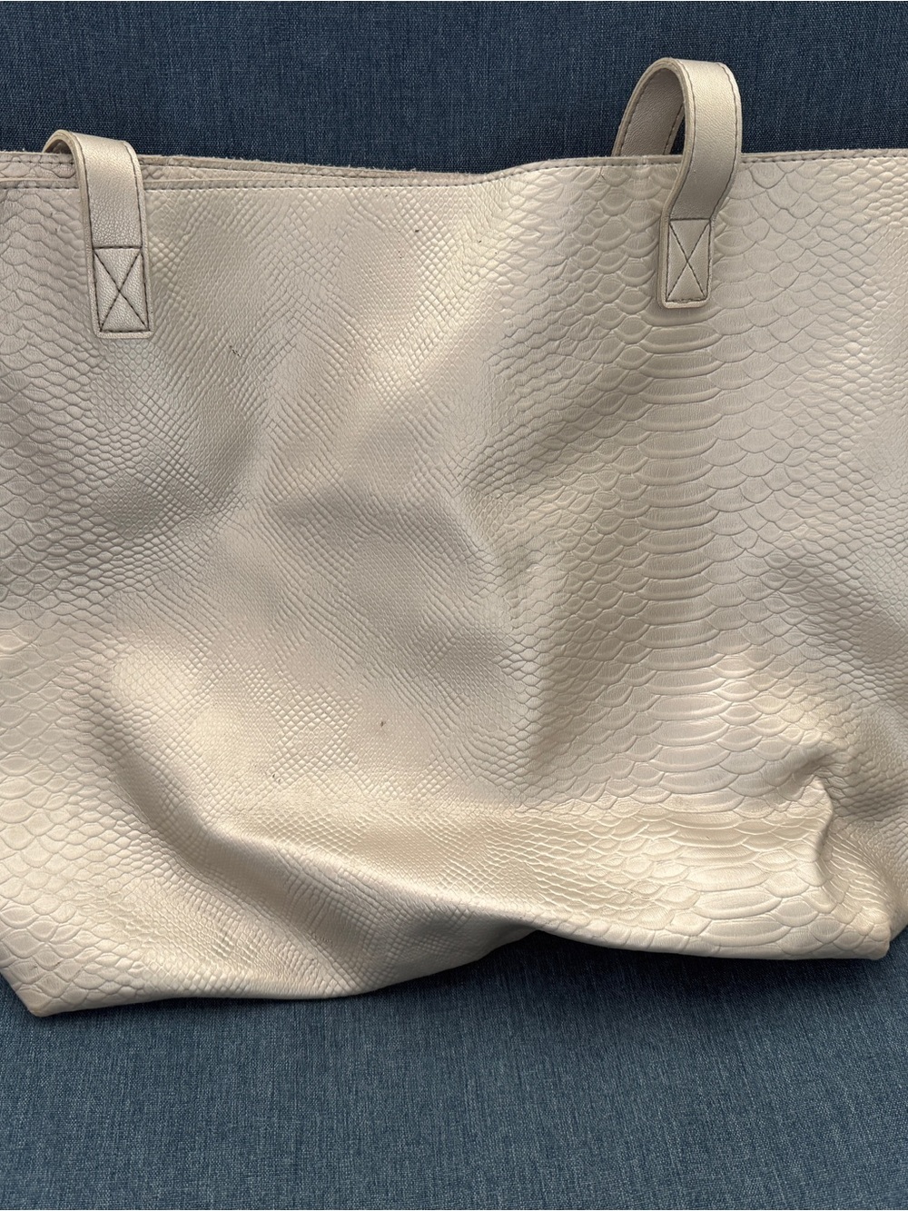 Light Grey Tote Bag with Subtle Snake Texture
